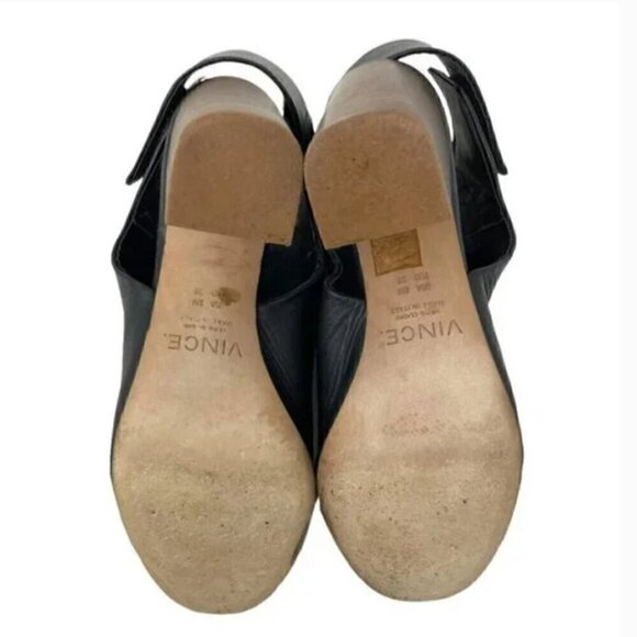 Vince Faye Black Leather Open Toe Cut Out Heel Ankle Booties - Size 8 EU 38 - Picture 6 of 9